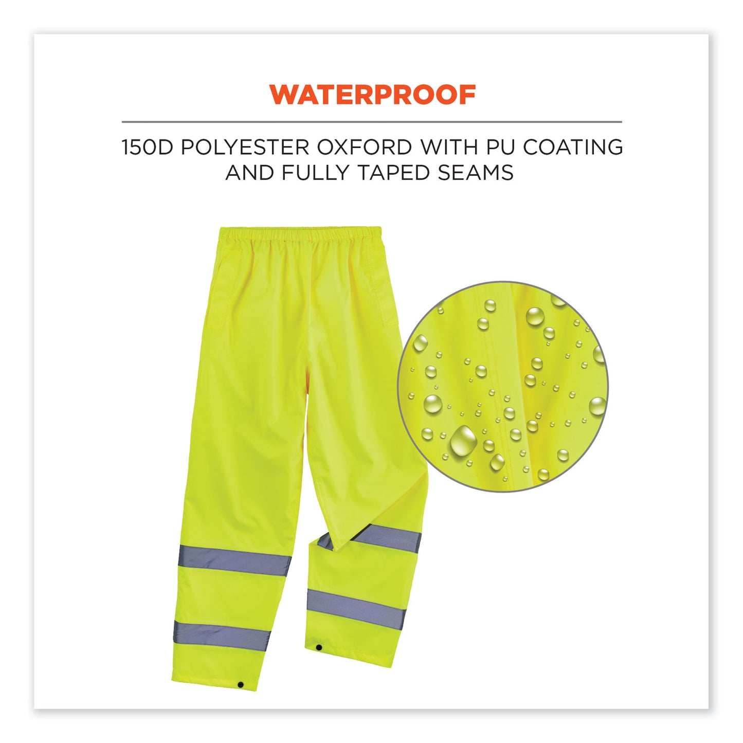 ergodyne GloWear 8916 Class E Lightweight Hi-Vis Rain Pants, Small, Lime (25342)