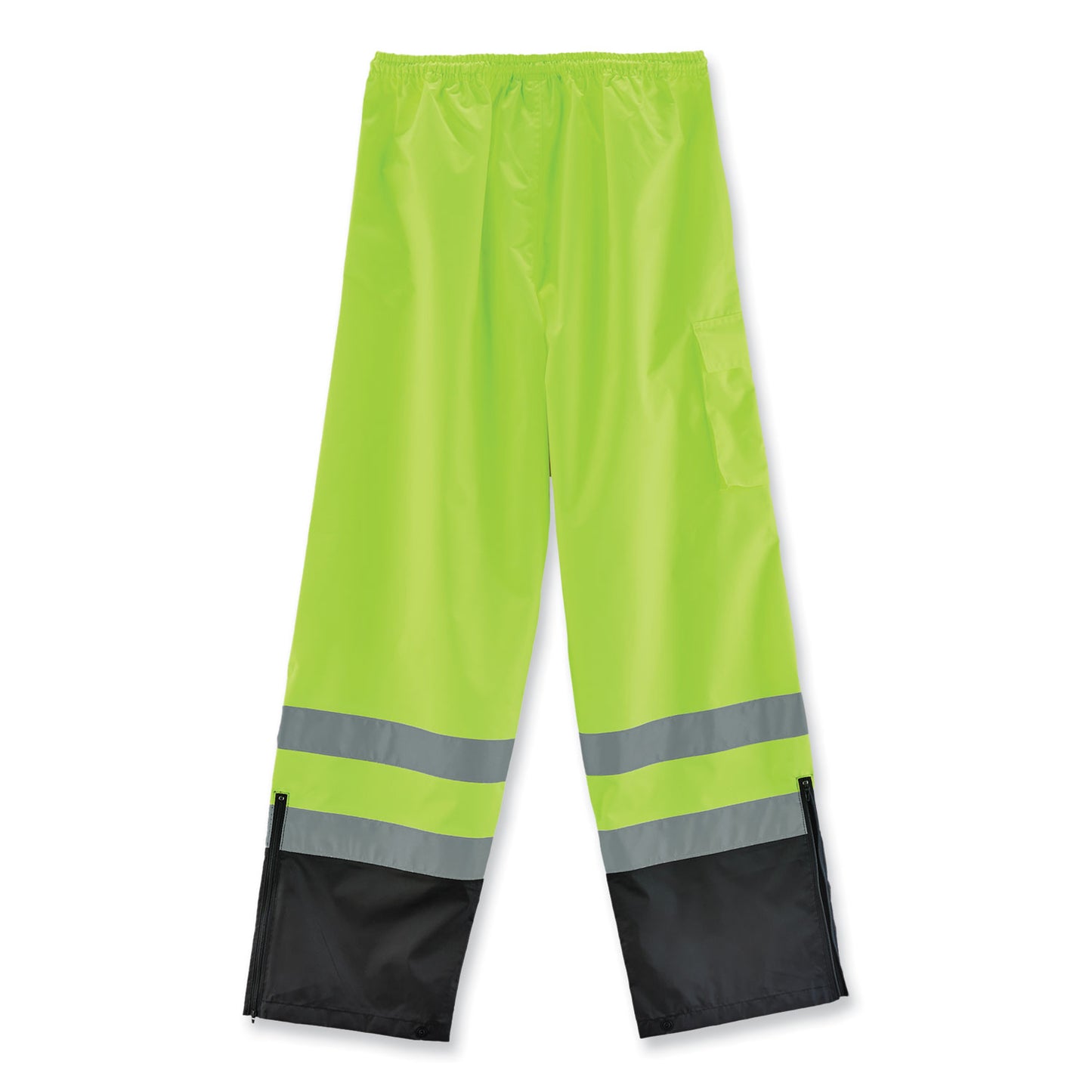 ergodyne GloWear 8915BK Class E Hi-Vis Rain Pants Black Bottom, Small, Lime (25422)