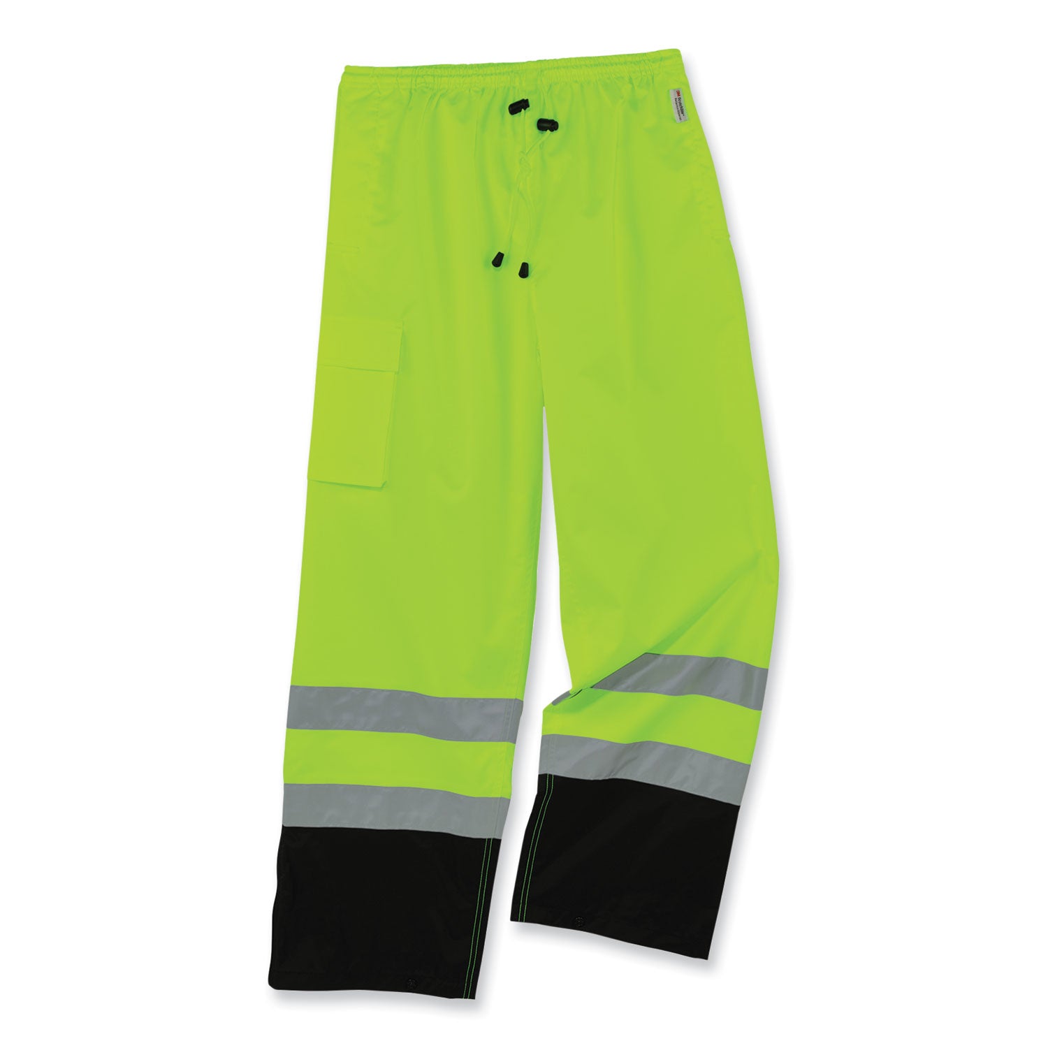 ergodyne GloWear 8915BK Class E Hi-Vis Rain Pants Black Bottom, Small, Lime (25422)