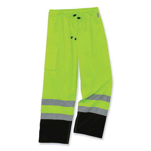 ergodyne GloWear 8915BK Class E Hi-Vis Rain Pants Black Bottom, Large, Lime (25424)