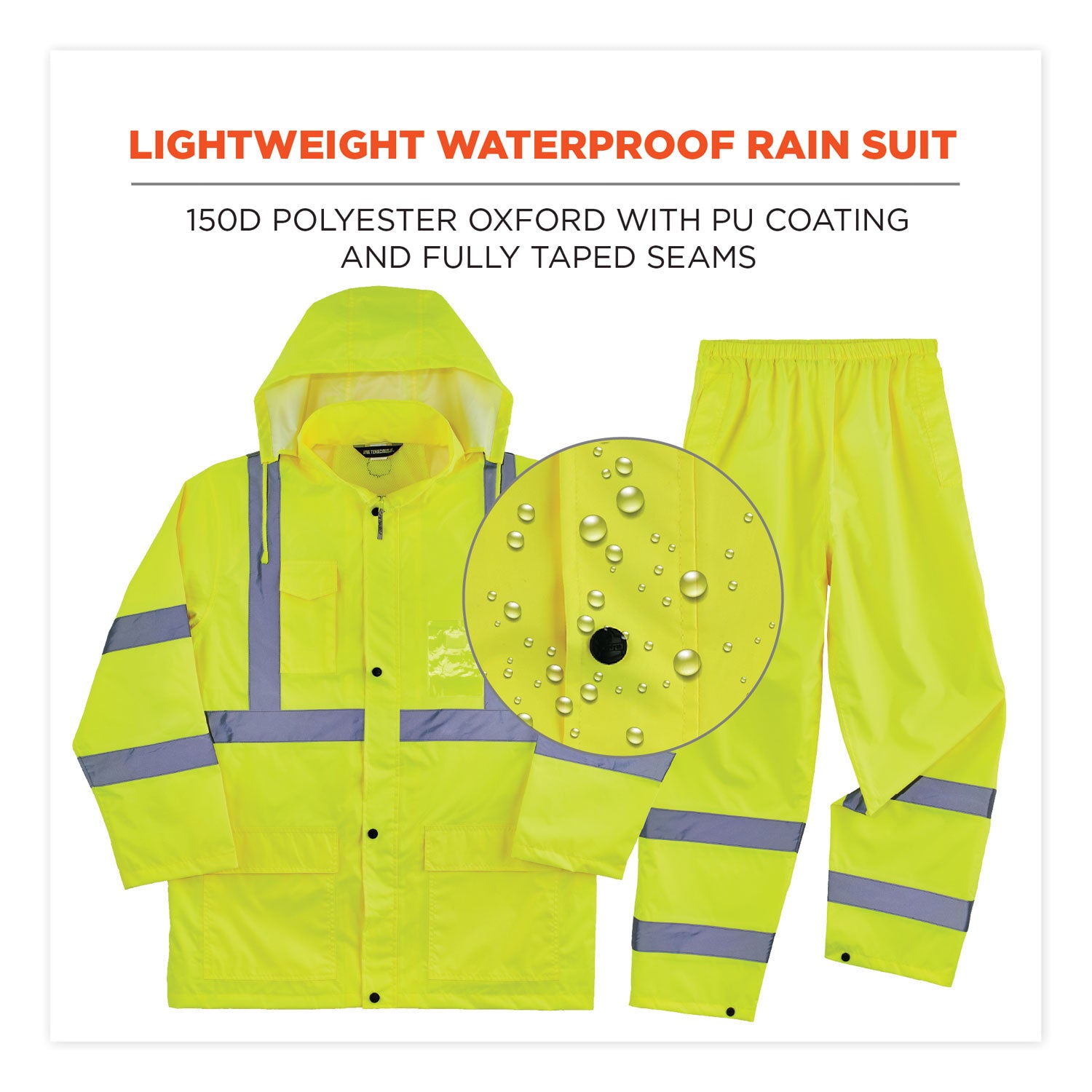 ergodyne GloWear 8376K Lightweight HV Rain Suit, Medium, Lime (25433)