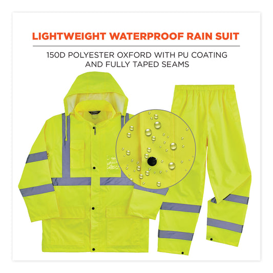 ergodyne GloWear 8376K Lightweight HV Rain Suit, Medium, Lime (25433)