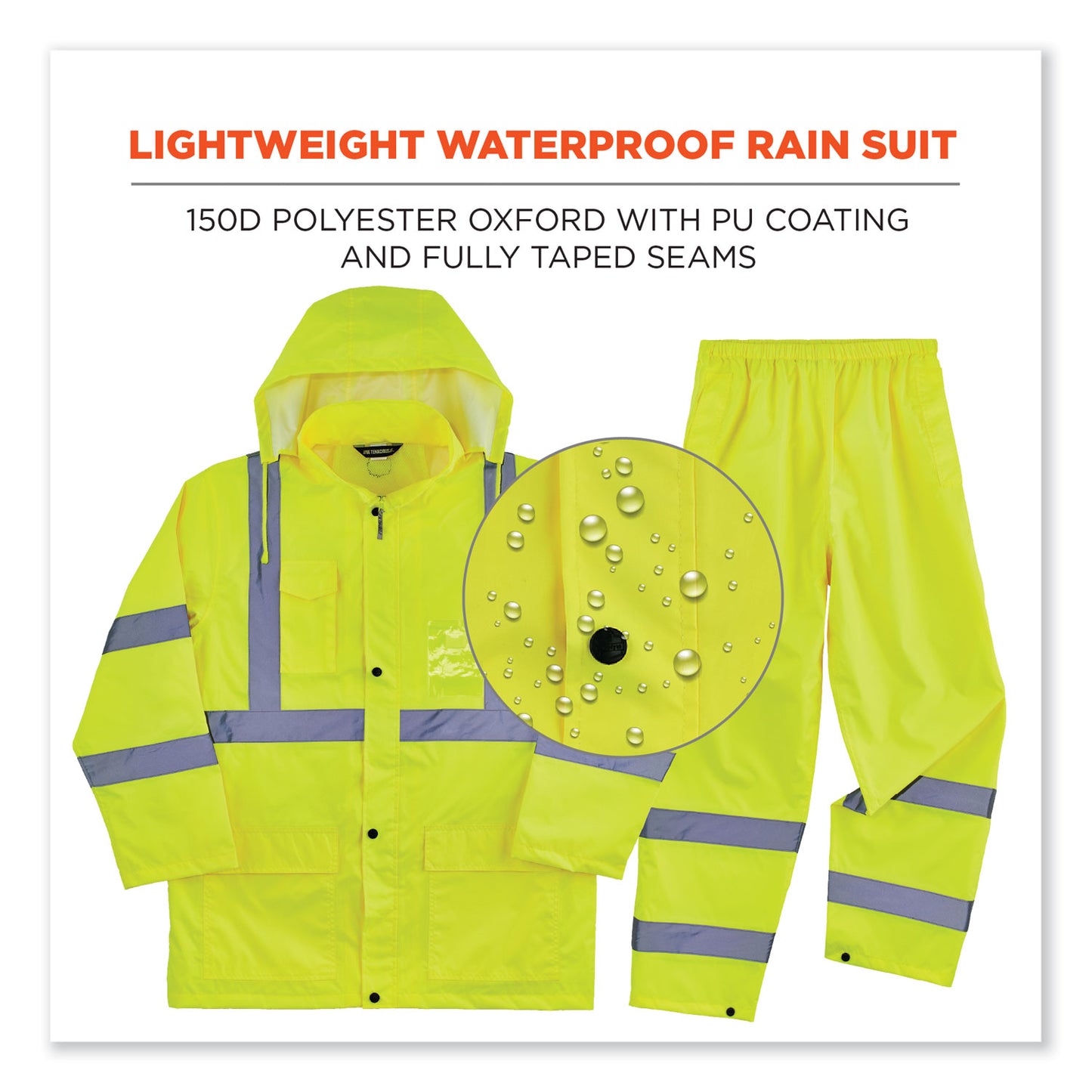 ergodyne GloWear 8376K Lightweight HV Rain Suit, X-Large, Lime (25435)