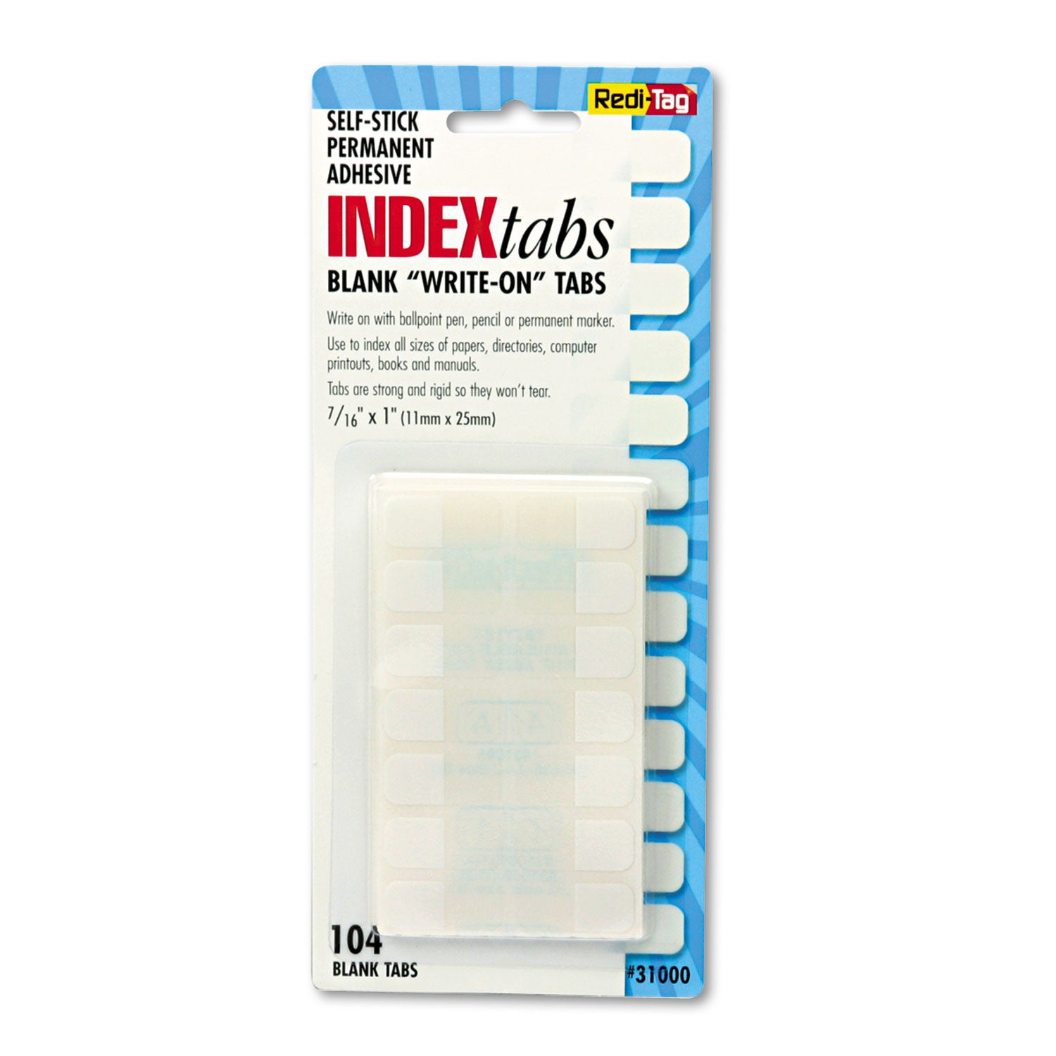 Redi-Tag Legal Index Tabs, Customizable: Handwrite Only, 1/5-Cut, White, 1" Wide, 104/Pack (31000)