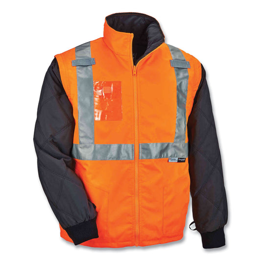 ergodyne GloWear 8287 Class 2 Hi-Vis Jacket with Removable Sleeves, Small, Orange (25512)