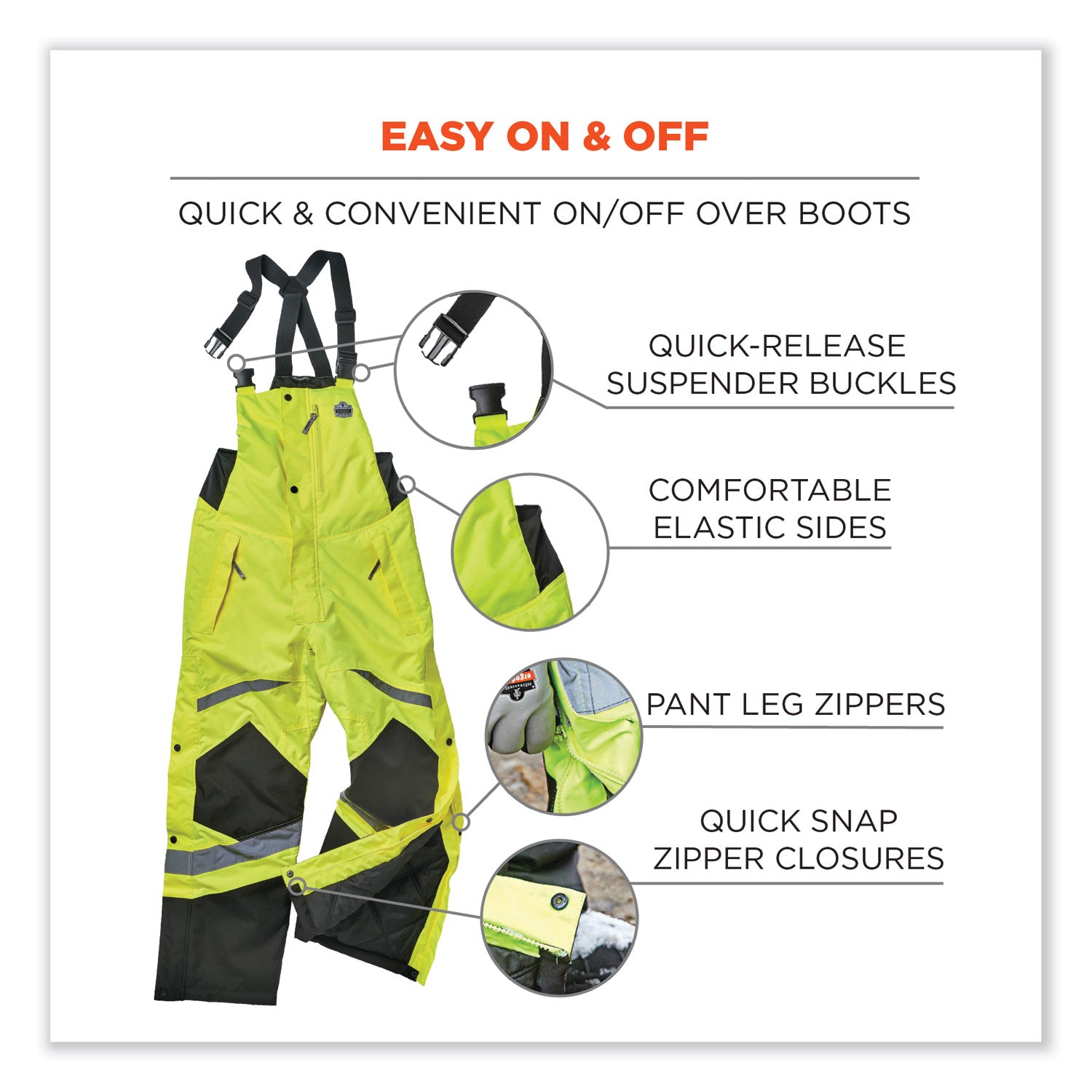 ergodyne GloWear 8928 Class E Hi-Vis Insulated Bibs, Medium, Lime (25523)