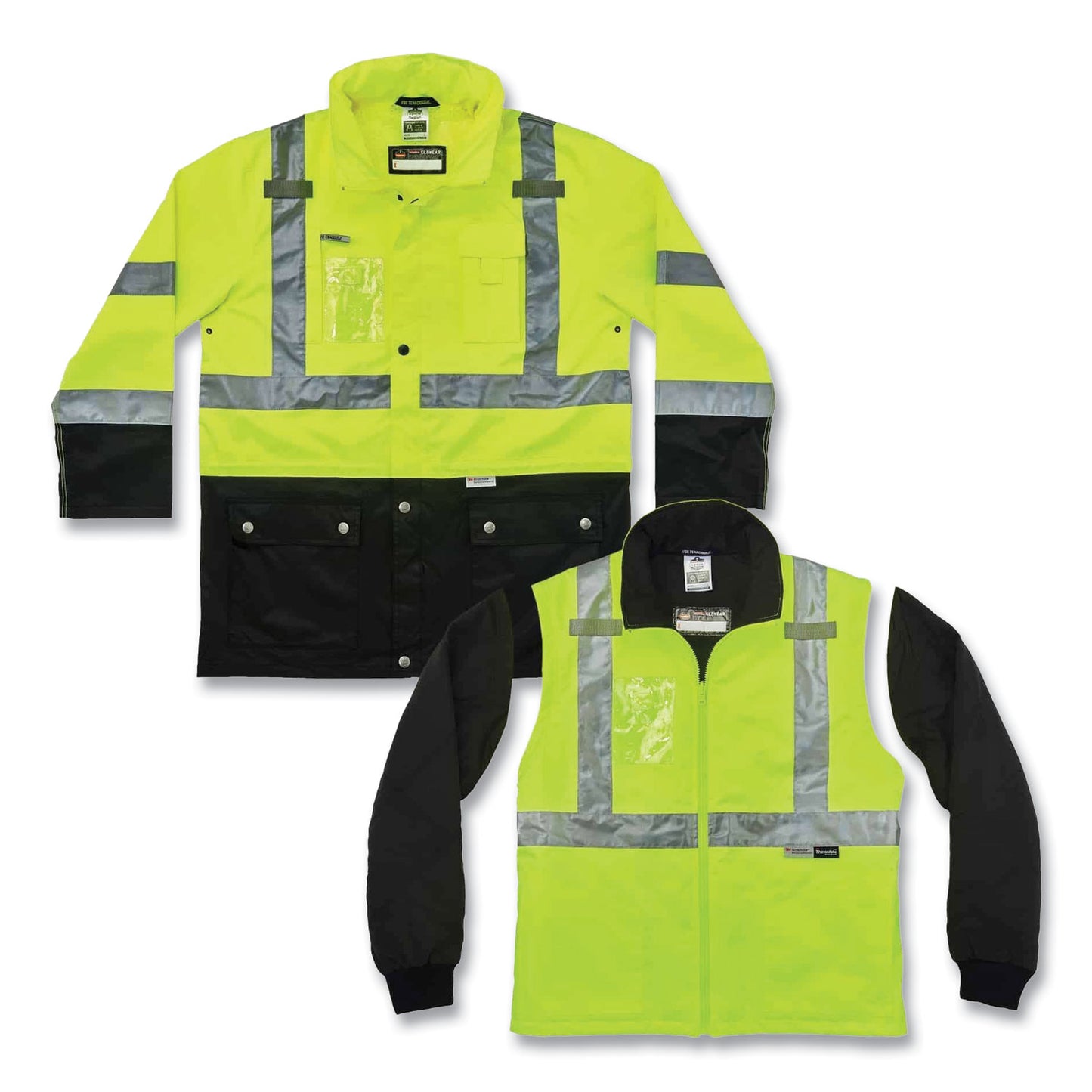 ergodyne GloWear 8388 Class 3/2 Hi-Vis Thermal Jacket Kit, Small, Lime (25532)