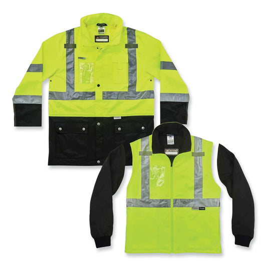 ergodyne GloWear 8388 Class 3/2 Hi-Vis Thermal Jacket Kit, X-Large, Lime (25535)