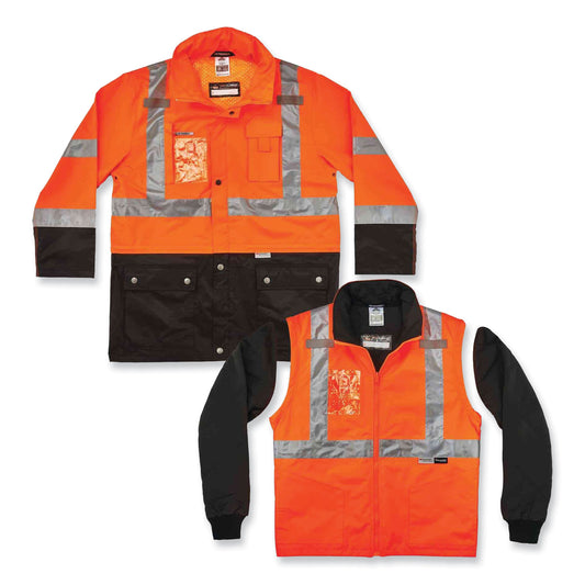 ergodyne GloWear 8388 Class 3/2 Hi-Vis Thermal Jacket Kit, Small, Orange (25552)