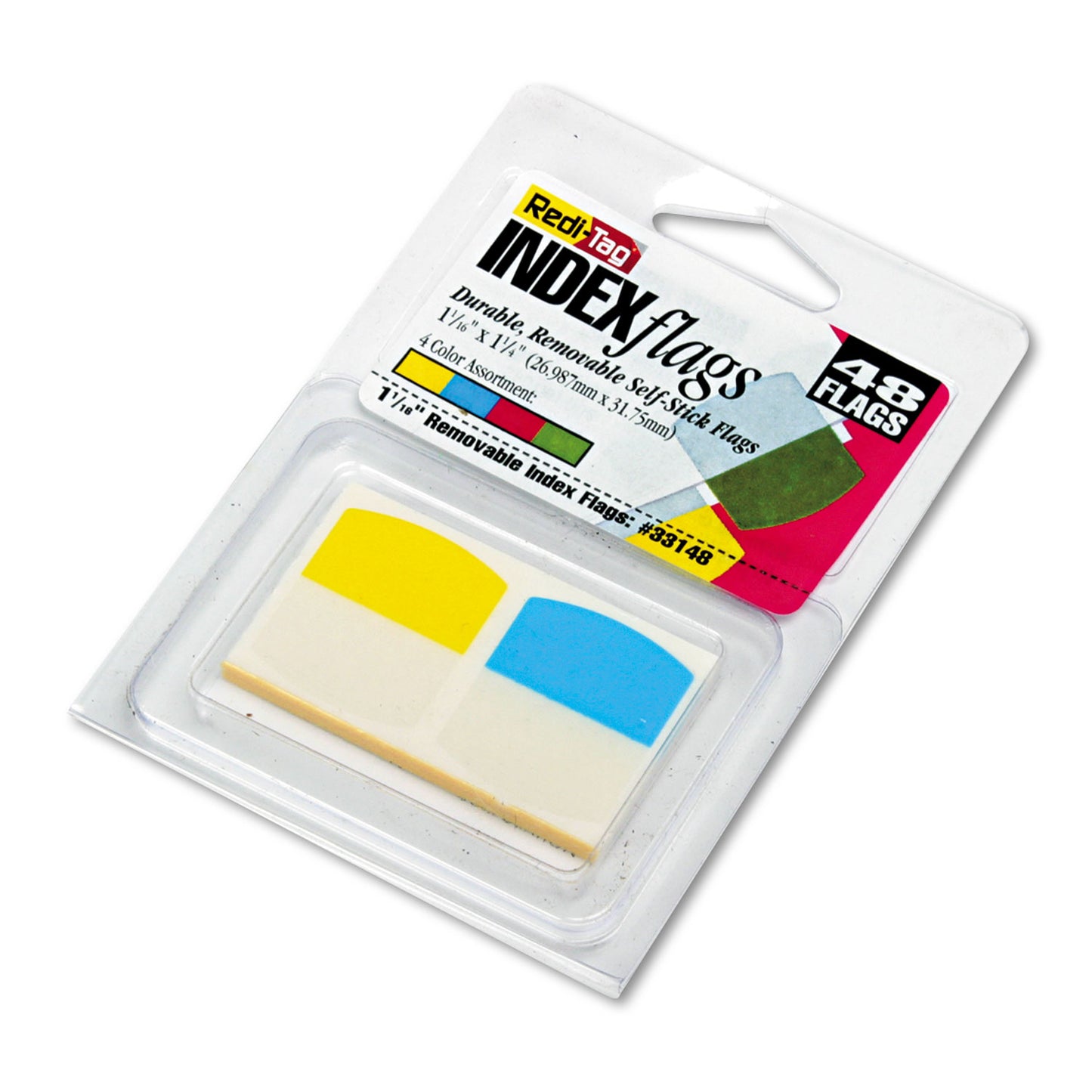 Redi-Tag Write-On Index Tabs, 1/5-Cut, Assorted Colors, 1.06" Wide, 48/Pack (33148)