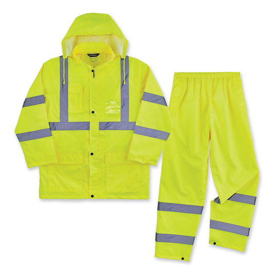 ergodyne GloWear 8376K Lightweight HV Rain Suit, 2X-Large, Lime (25436)