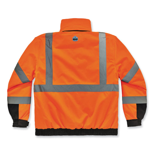 ergodyne GloWear 8381 Class 3 Hi-Vis 4-in-1 Quilted Bomber Jacket, Orange, 2X-Large (25586)