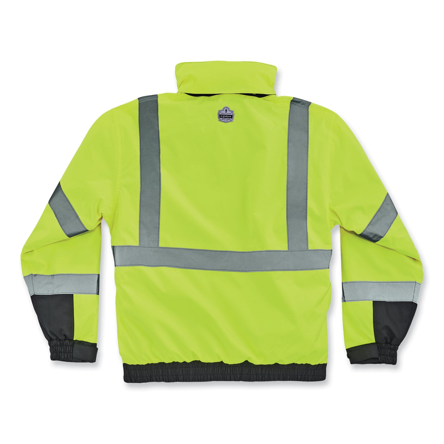 ergodyne GloWear 8381 Class 3 Hi-Vis 4-in-1 Quilted Bomber Jacket, Lime, Large (25594)