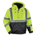 ergodyne GloWear 8381 Class 3 Hi-Vis 4-in-1 Quilted Bomber Jacket, Lime, X-Large (25595)