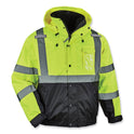 ergodyne GloWear 8381 Class 3 Hi-Vis 4-in-1 Quilted Bomber Jacket, Lime, 2X-Large (25596)