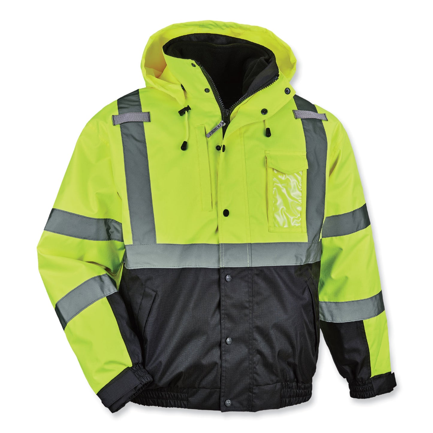 ergodyne GloWear 8381 Class 3 Hi-Vis 4-in-1 Quilted Bomber Jacket, Lime, 3X-Large (25597)