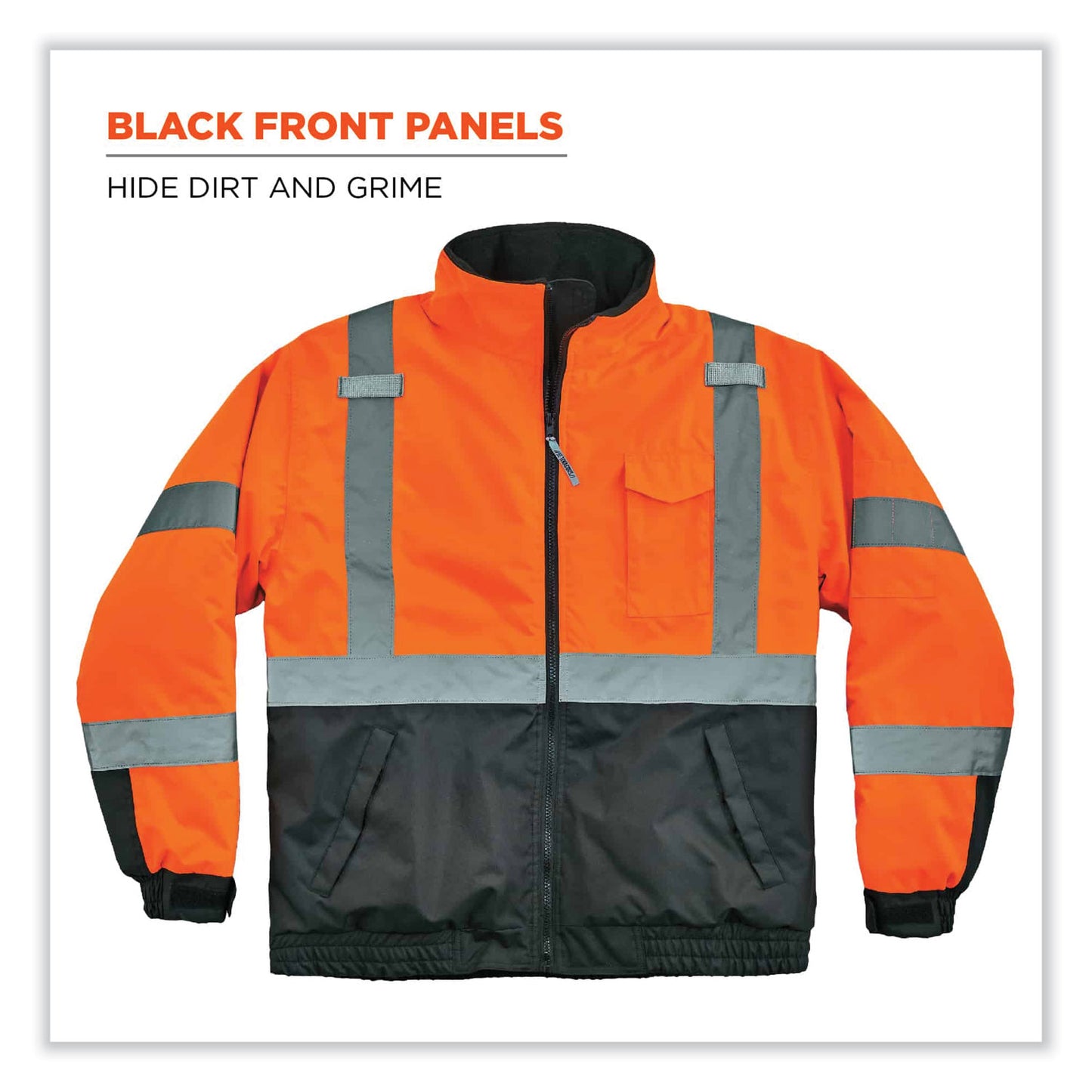 ergodyne GloWear 8377 Class 3 Hi-Vis Quilted Bomber Jacket, Orange, Small (25612)