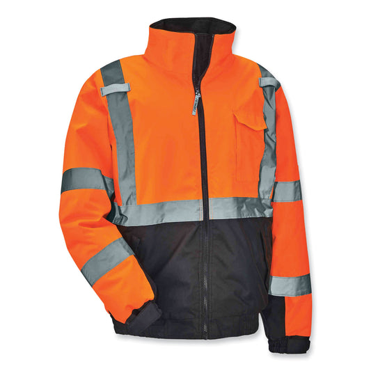 ergodyne GloWear 8377 Class 3 Hi-Vis Quilted Bomber Jacket, Orange, Small (25612)