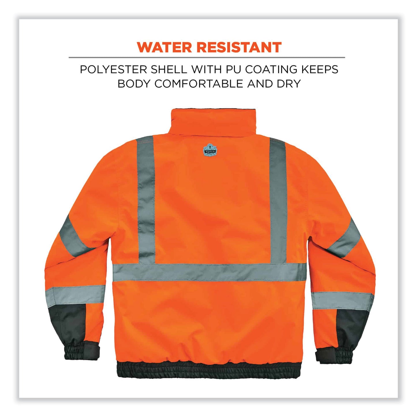 ergodyne GloWear 8377 Class 3 Hi-Vis Quilted Bomber Jacket, Orange, 2X-Large (25616)