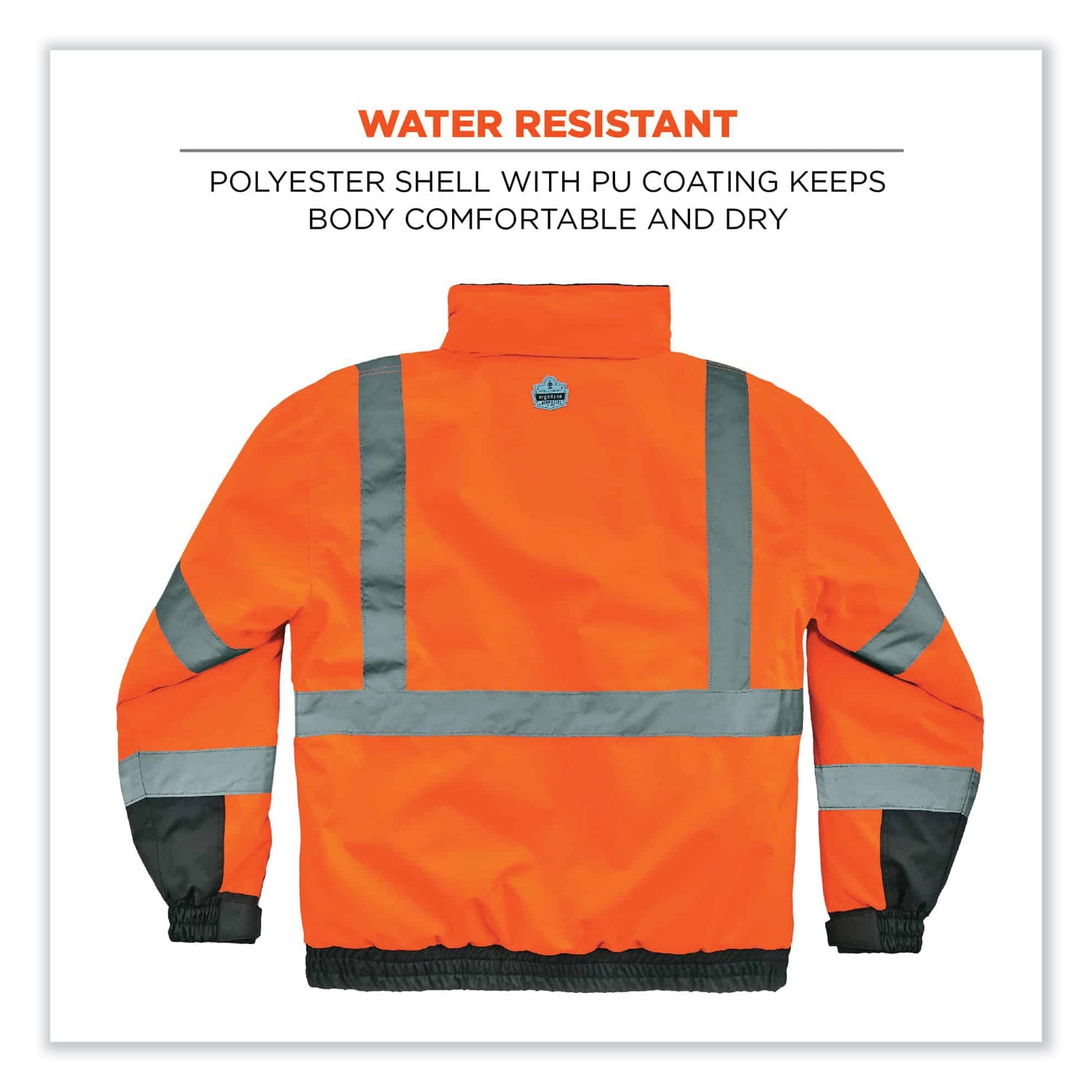 ergodyne GloWear 8377 Class 3 Hi-Vis Quilted Bomber Jacket, Orange, 3X-Large (25617)