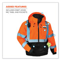 ergodyne GloWear 8377 Class 3 Hi-Vis Quilted Bomber Jacket, Orange, 4X-Large (25618)