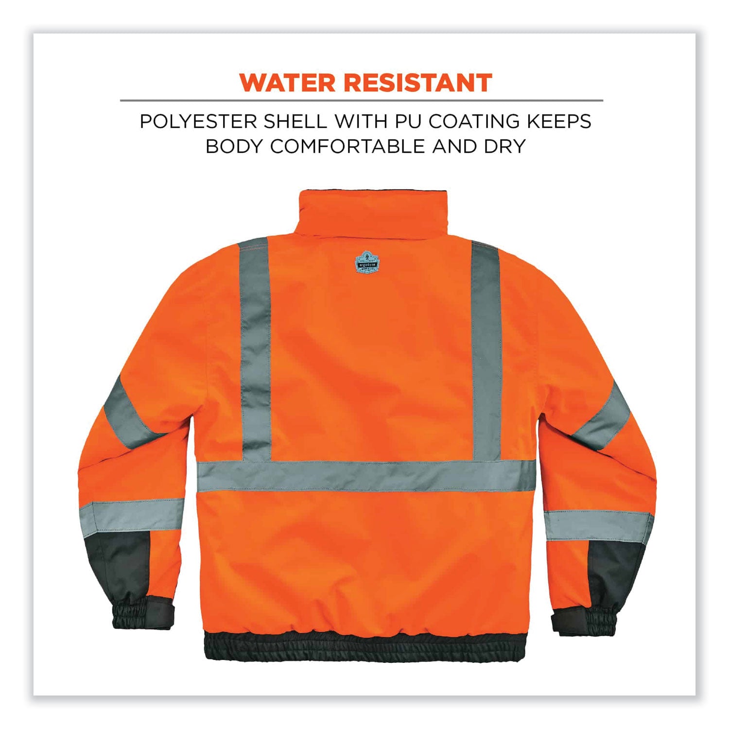 ergodyne GloWear 8377 Class 3 Hi-Vis Quilted Bomber Jacket, Orange, 5X-Large (25619)