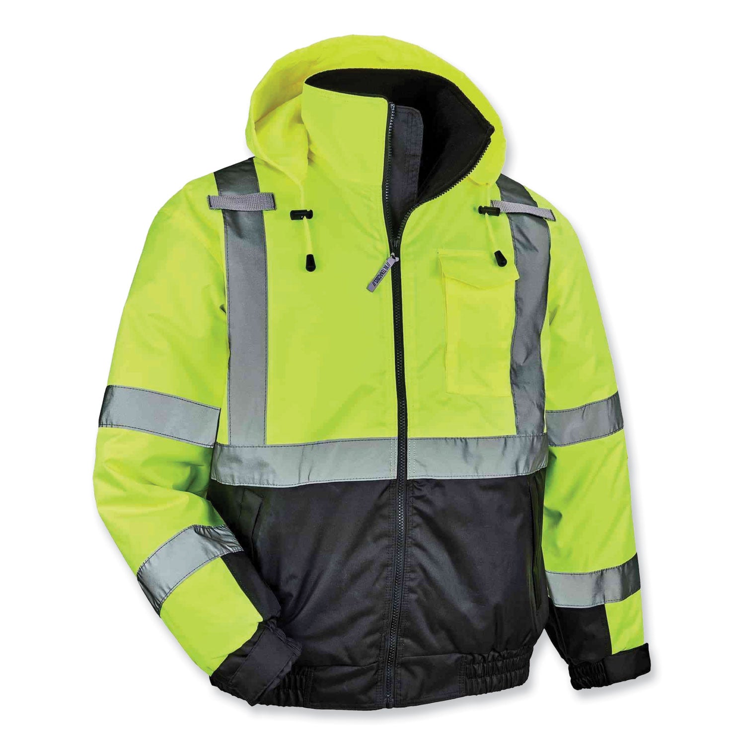 ergodyne GloWear 8377 Class 3 Hi-Vis Quilted Bomber Jacket, Lime, Small (25622)