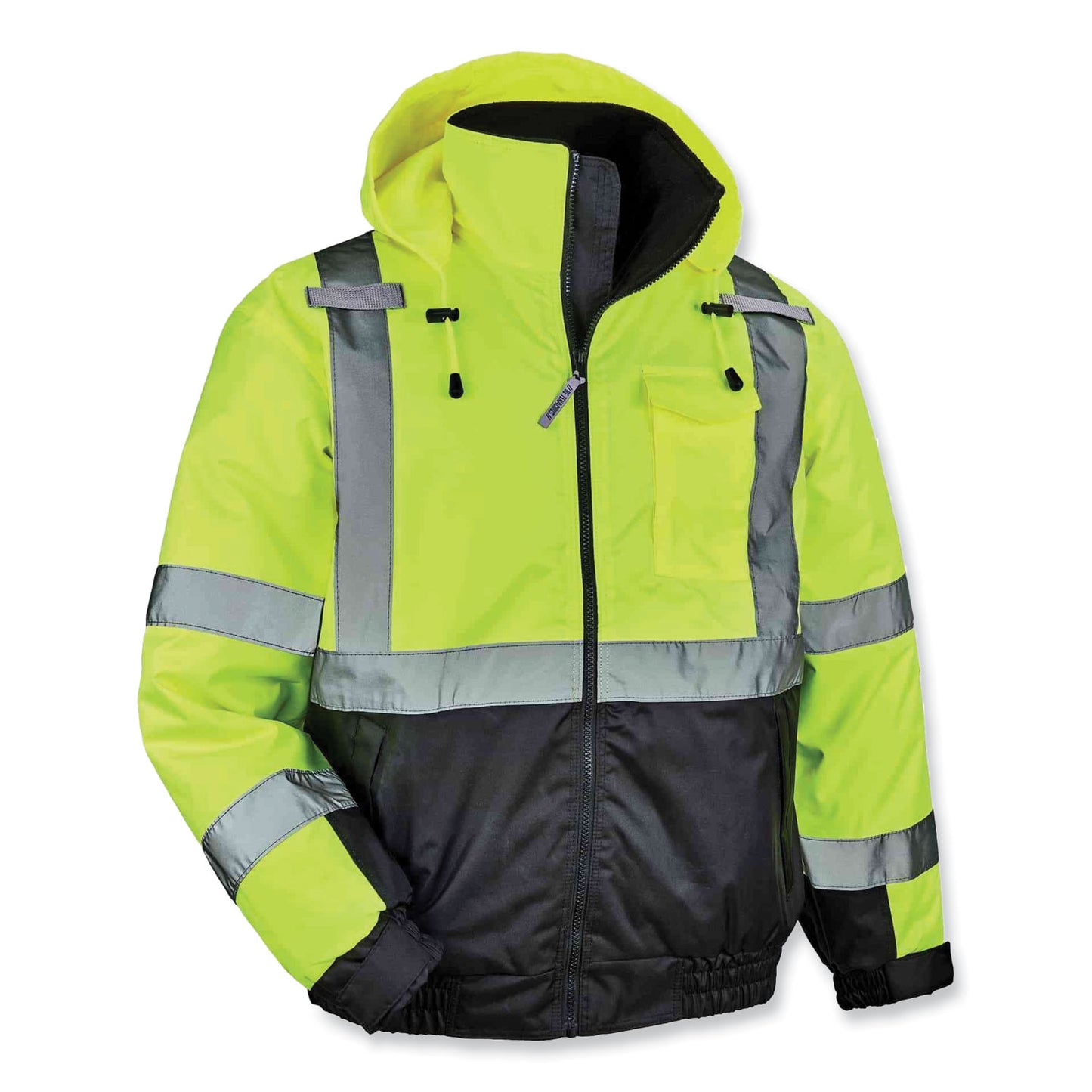 ergodyne GloWear 8377 Class 3 Hi-Vis Quilted Bomber Jacket, Lime, Medium (25623)