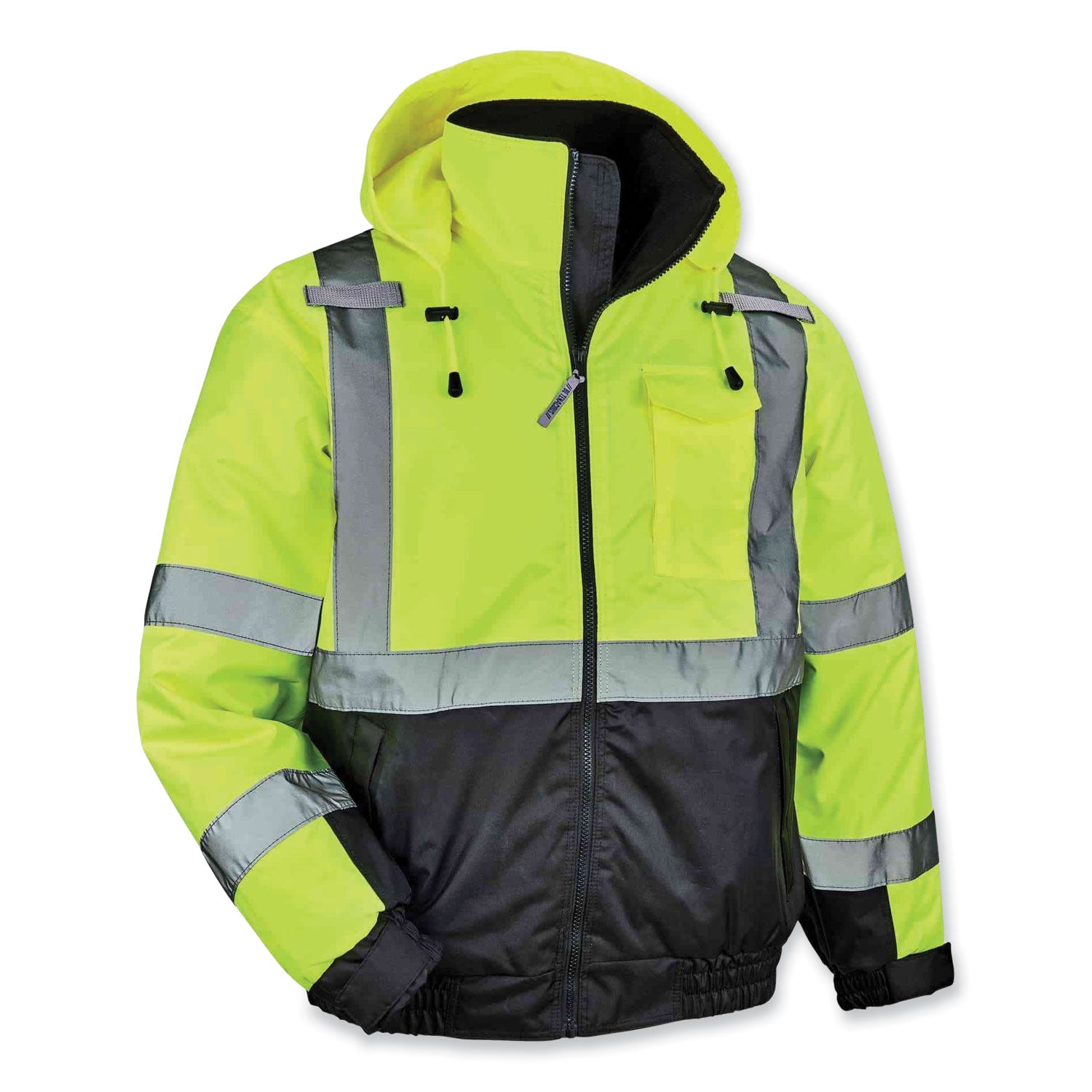 ergodyne GloWear 8377 Class 3 Hi-Vis Quilted Bomber Jacket, Lime, 4X-Large (25628)