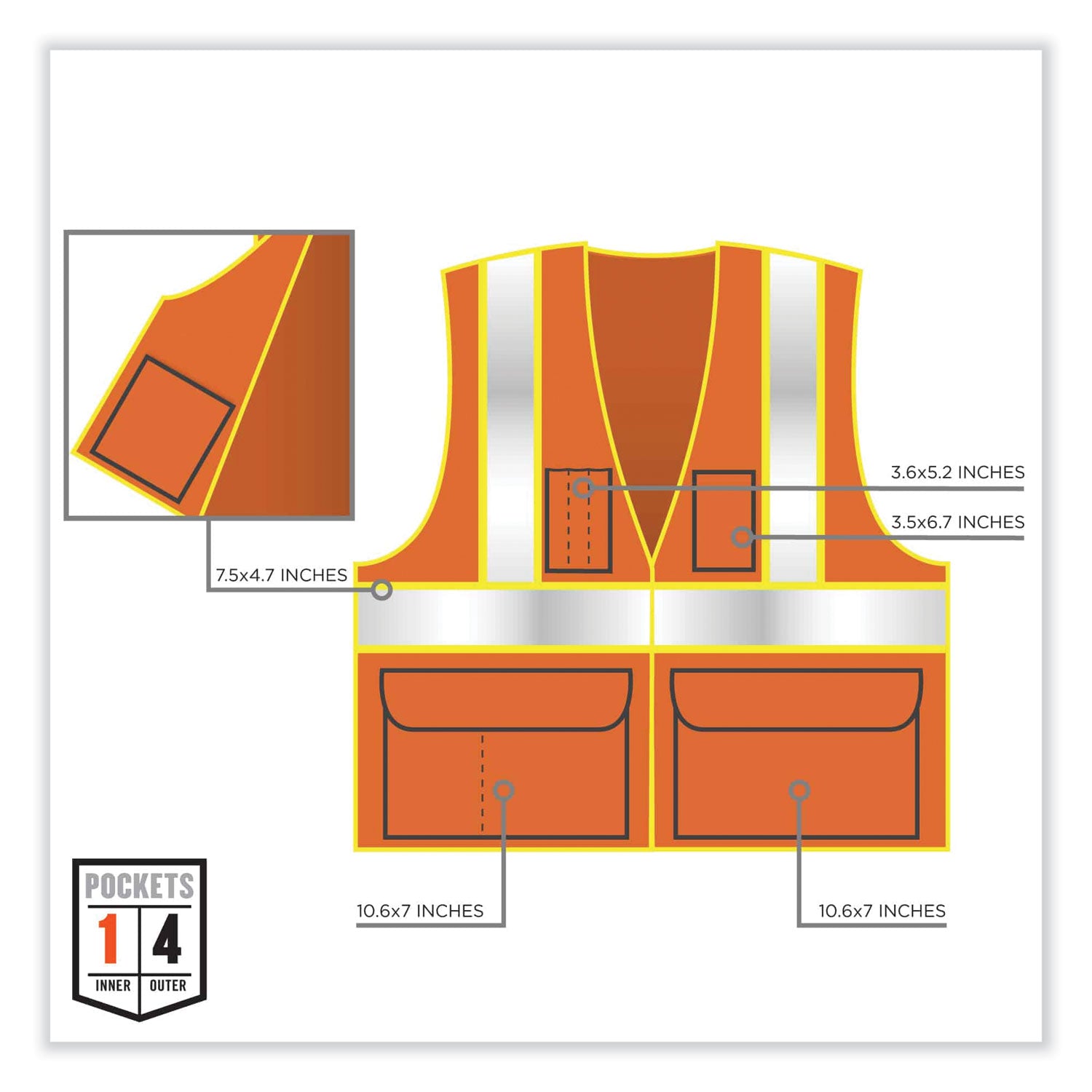 ergodyne GloWear 8235ZX Class 2 Two-Tone X-Back Vest, Polyester, Large/X-Large, Orange (26185)