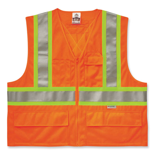 ergodyne GloWear 8235ZX Class 2 Two-Tone X-Back Vest, Polyester, Large/X-Large, Orange (26185)