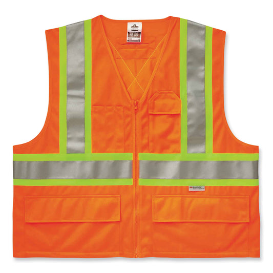 ergodyne GloWear 8235ZX Class 2 Two-Tone X-Back Vest, Polyester, 4X-Large/5X-Large, Orange (26189)