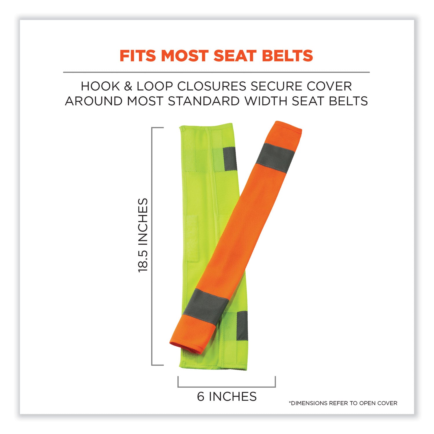 ergodyne GloWear 8004 Hi-Vis Seat Belt Cover, 6" x 18.5", Orange (29041)