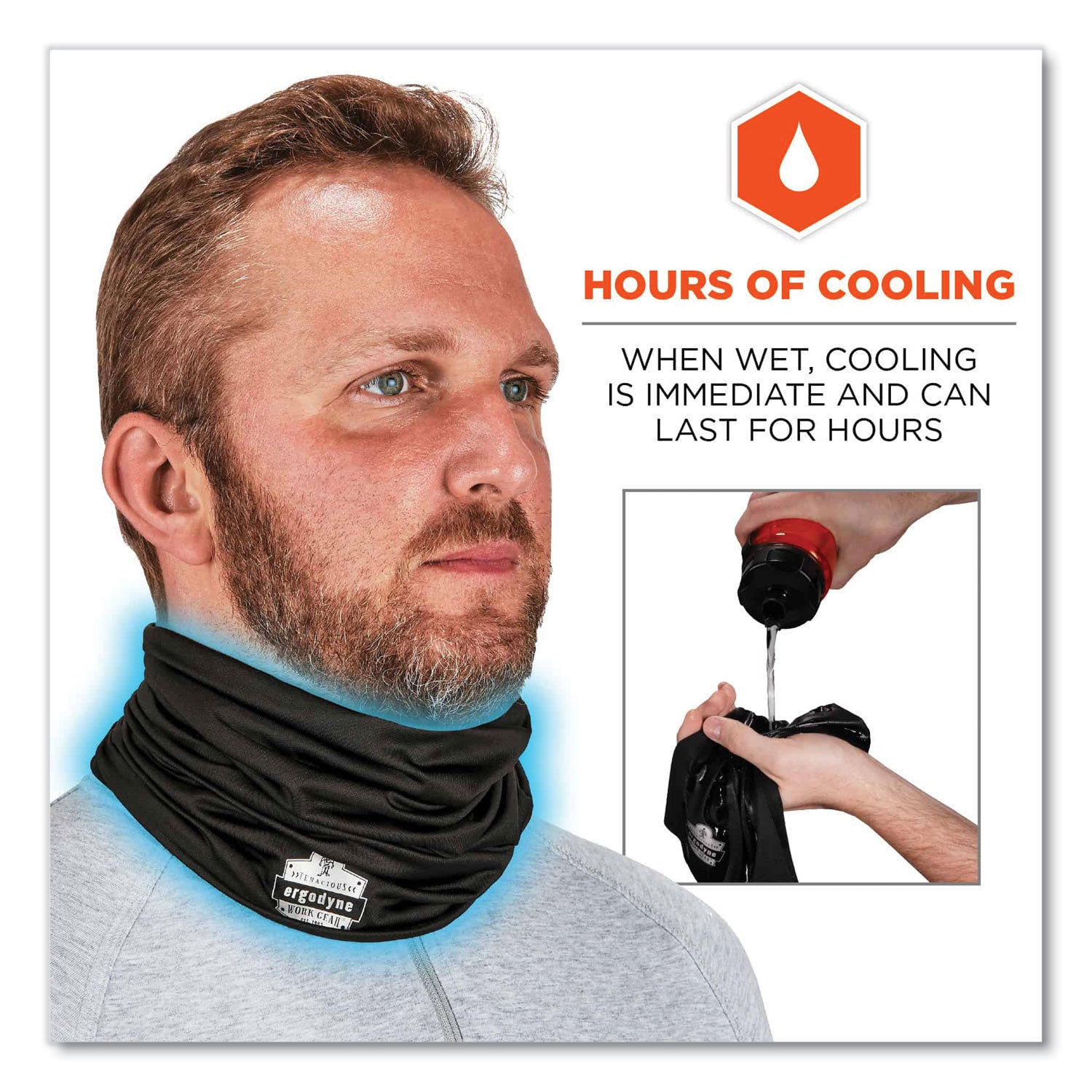 ergodyne Chill-Its 6487 Cooling Performance Knit Multi-Band, Polyester/Spandex, One Size Fits Most, Black (42126)