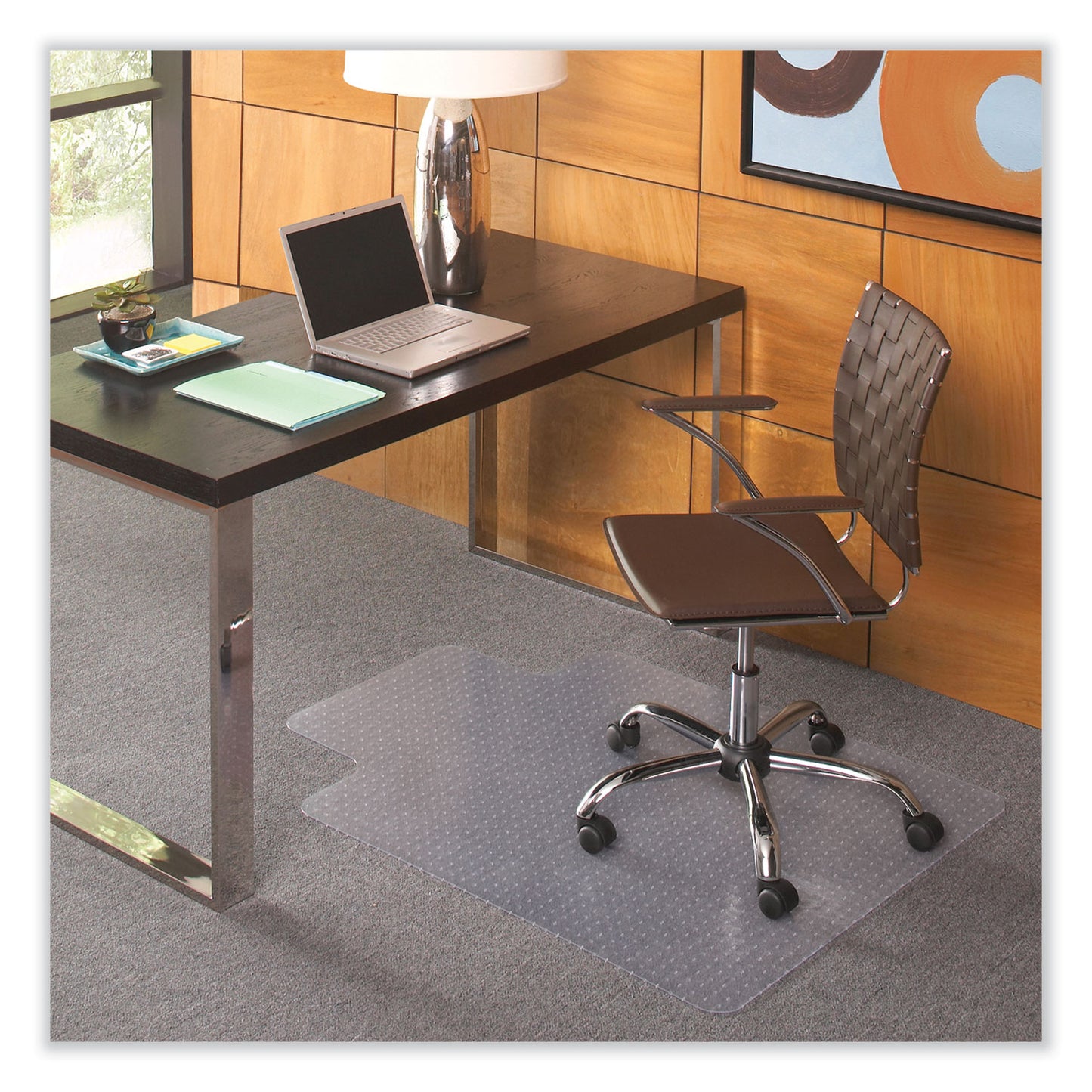 ES Robbins EverLife Chair Mat for Flat Pile Carpet with Lip, 36 x 48, Clear (121831)