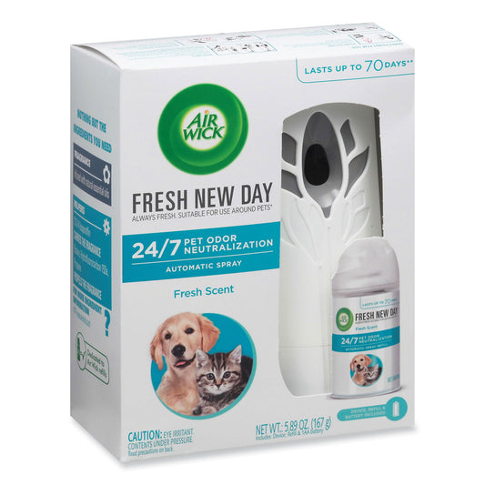 Air Wick Pet Odor Neutralization Automatic Spray Starter Kit, 6 x 2.25 x 7.75, White/Gray, 4/Carton (02720CT)