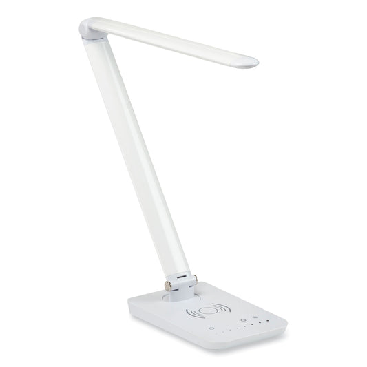 Safco Vamp LED Wireless Charging Lamp, Multi-pivot Neck, 16.75" High, White (1009WH)