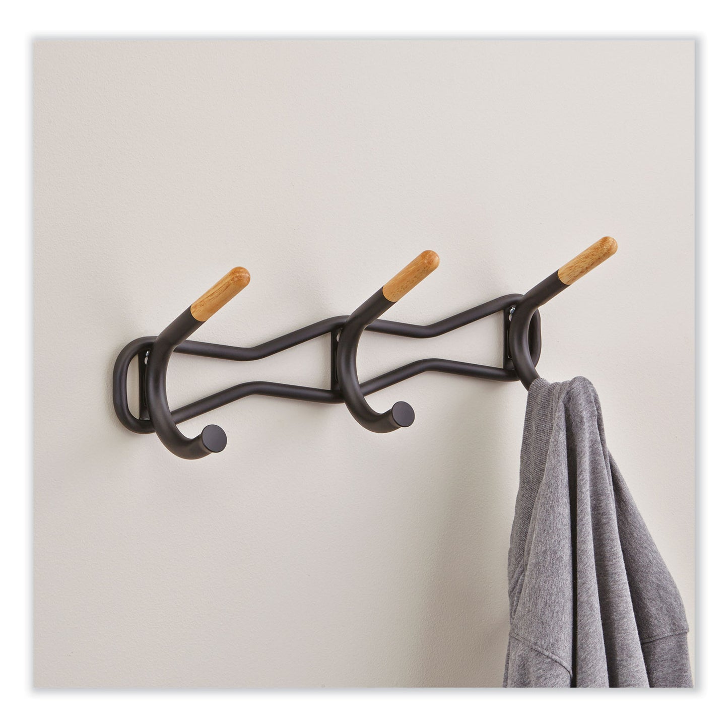 Safco Family Coat Wall Rack, 3 Hook, 18.5w x 6.25d x 7.25h, Cream (4255BL)