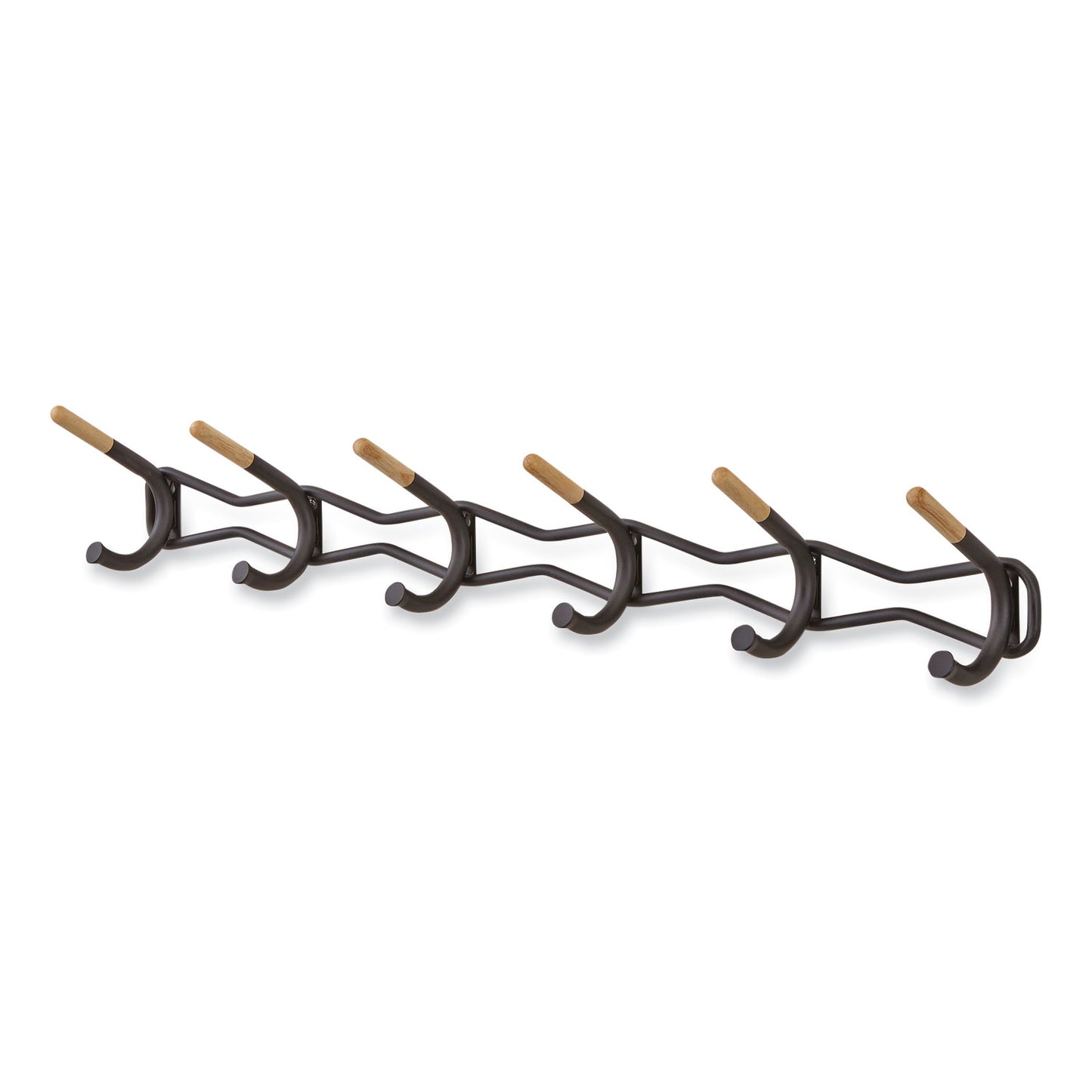 Safco Family Coat Wall Rack, 6 Hook, 42.75w x 5.25d x 7.25h, Black (4257BL)