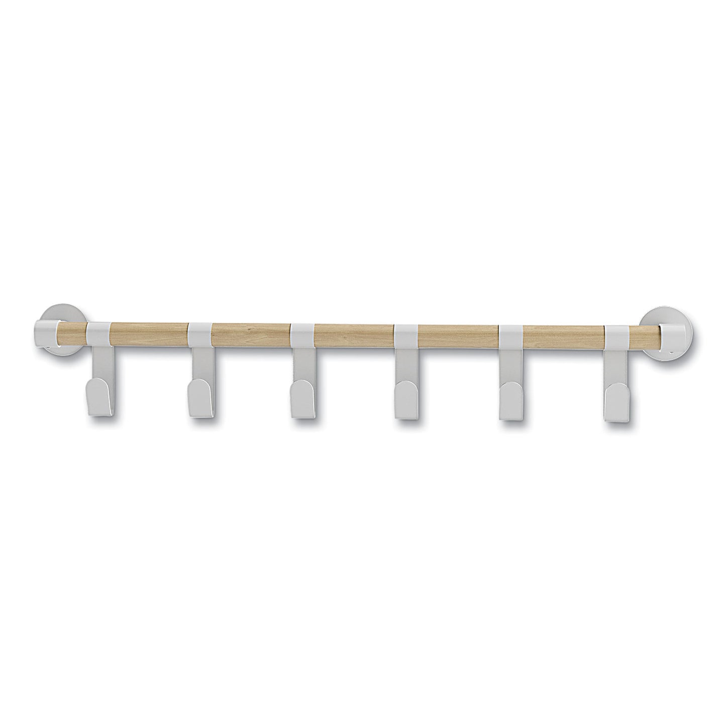 Safco Resi Coat Wall Rack, 6 Hook, 36.25w x 4.25d x 6h, White (4264WH)