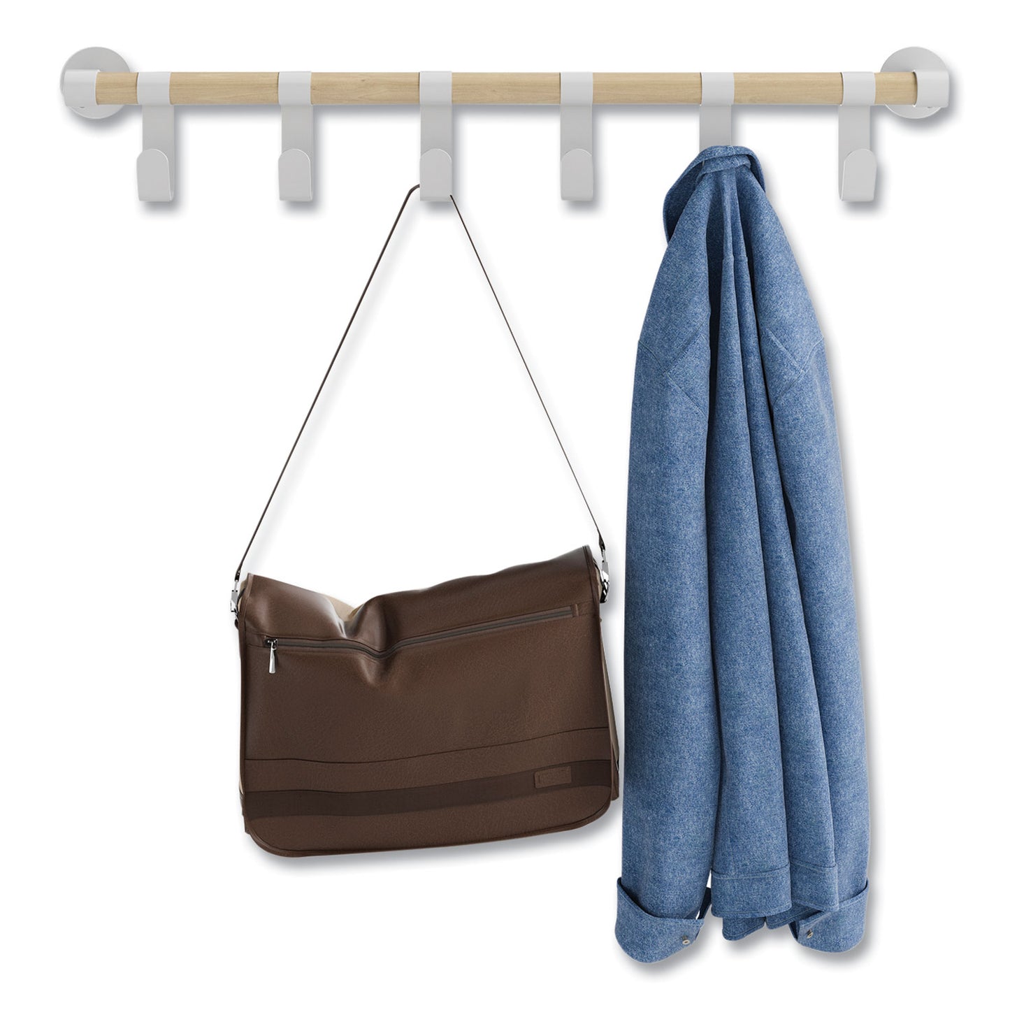 Safco Resi Coat Wall Rack, 6 Hook, 36.25w x 4.25d x 6h, White (4264WH)