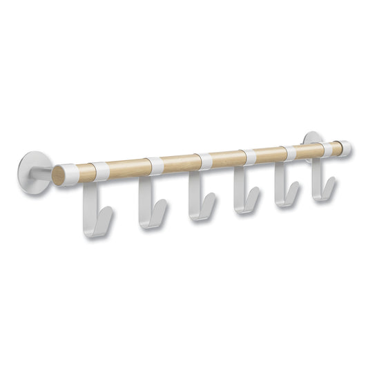 Safco Resi Coat Wall Rack, 6 Hook, 36.25w x 4.25d x 6h, White (4264WH)