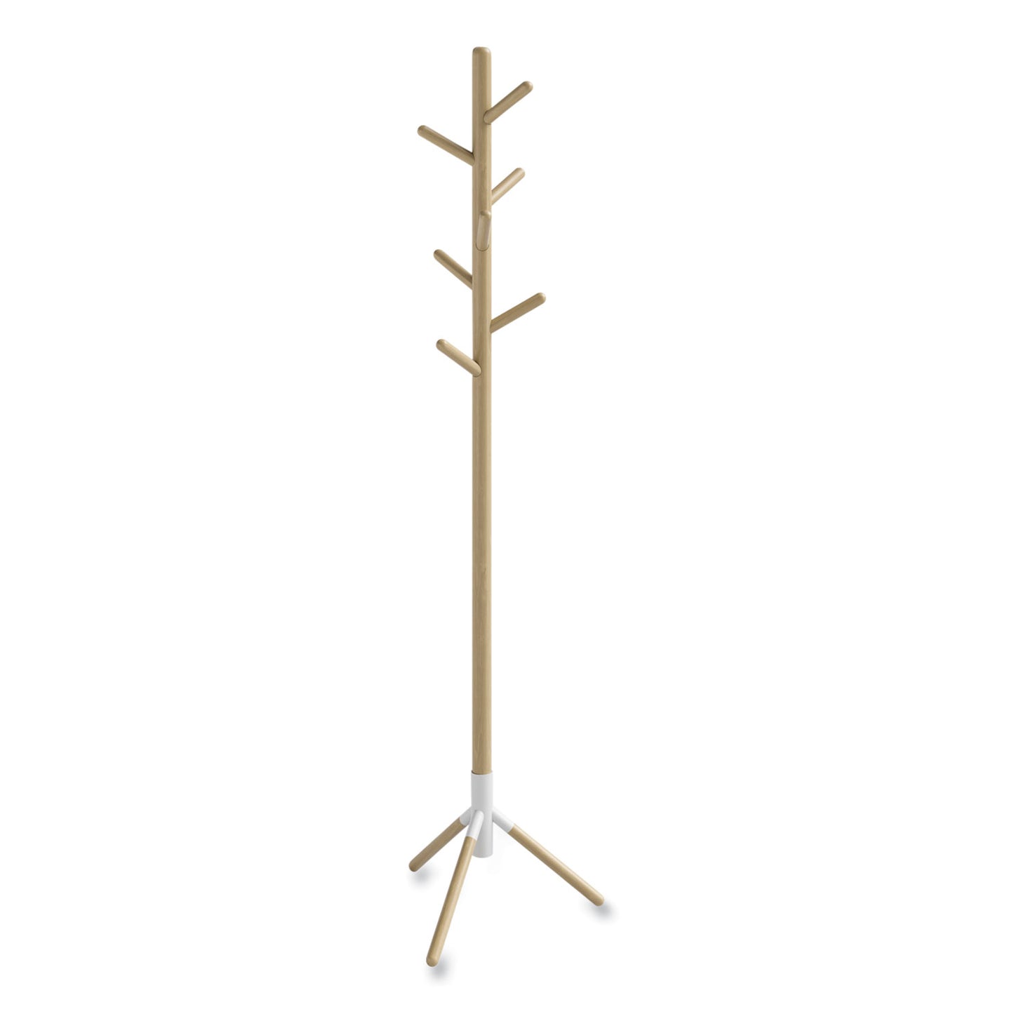 Safco Resi Standing Coat Tree, 6 Hook, 17.25w x 17.25d x 69.5h, White (4265WH)