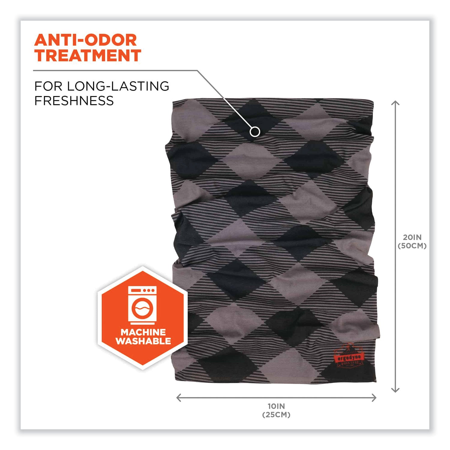 ergodyne Chill-Its 6485 Multi-Band, Polyester, One Size Fits Most, Gray Buffalo Plaid (42211)