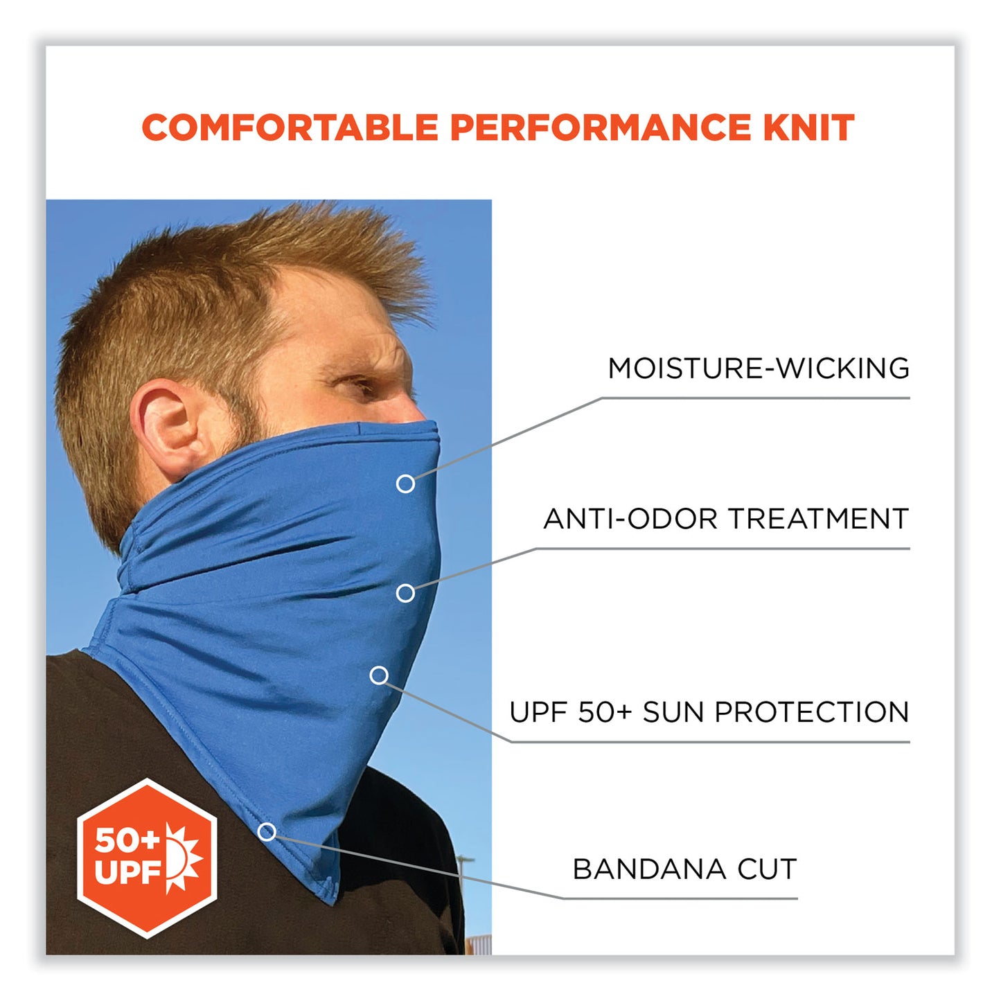 ergodyne Chill-Its 6482 Cooling Neck Gaiter Bandana Pocket Kit, Polyester/Spandex, Small/Medium, Blue (42135)