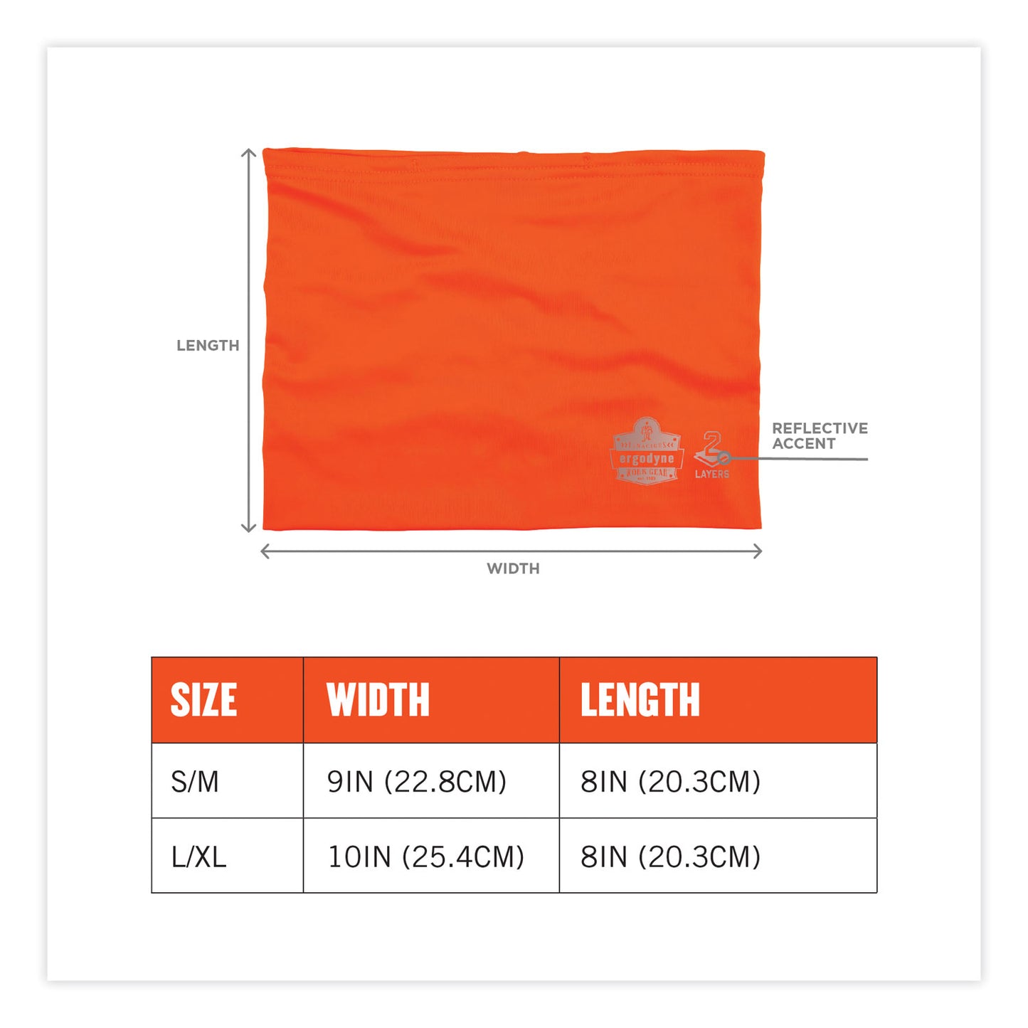 ergodyne Chill-Its 6489 2-Layer Cooling Performance Knit Multi-Band, Polyester/Spandex, Large/X-Large, Hi-Vis Orange (42147)