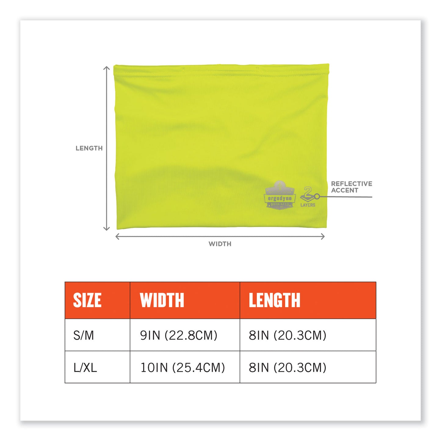 ergodyne Chill-Its 6489 2-Layer Cooling Performance Knit MultiBand, Polyester/Spandex, 2X-Large/3X-Large, Hi-Vis Lime (42151)