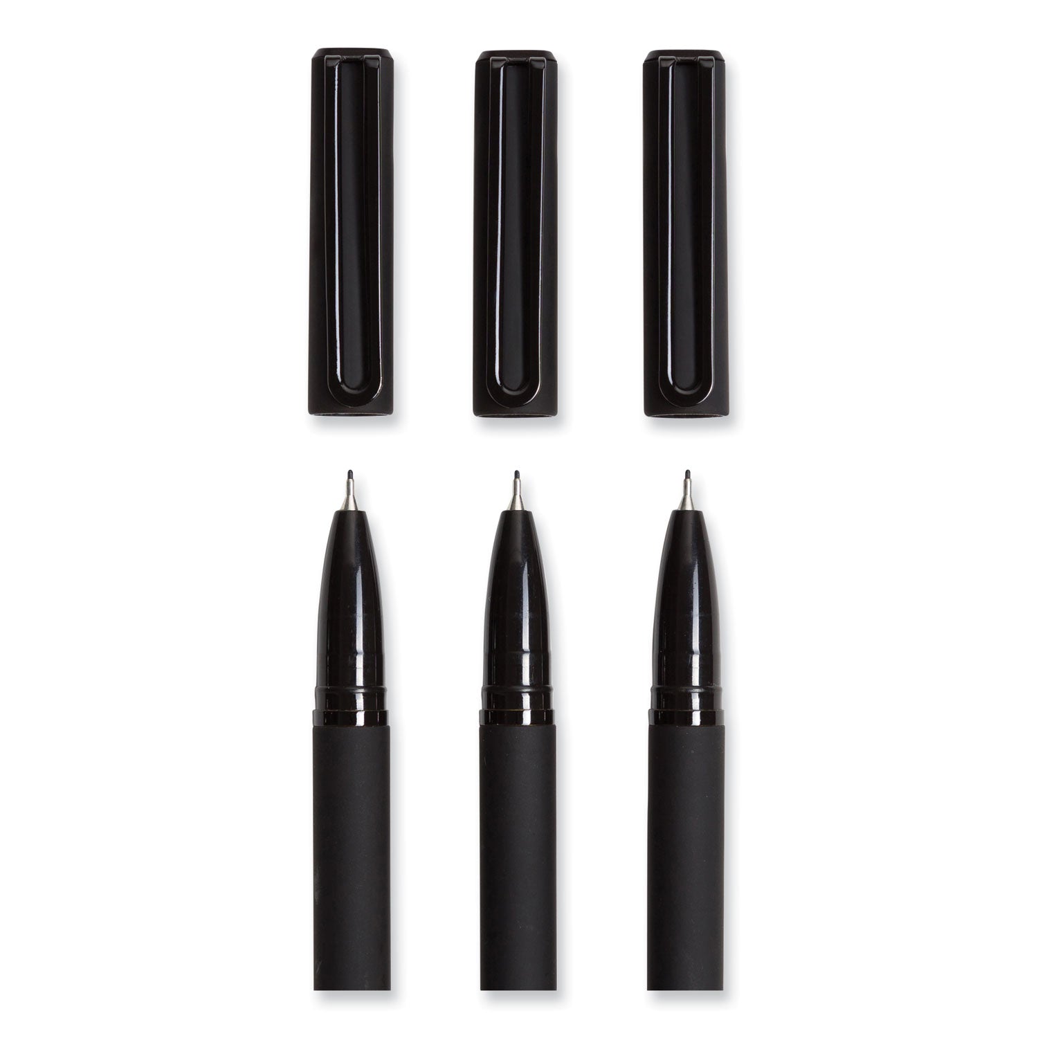 U Brands Catalina Soft Touch Porous Point Pen, Stick, Fine 0.7 mm, Black Ink, Black Barrel, Dozen (5007U0124)