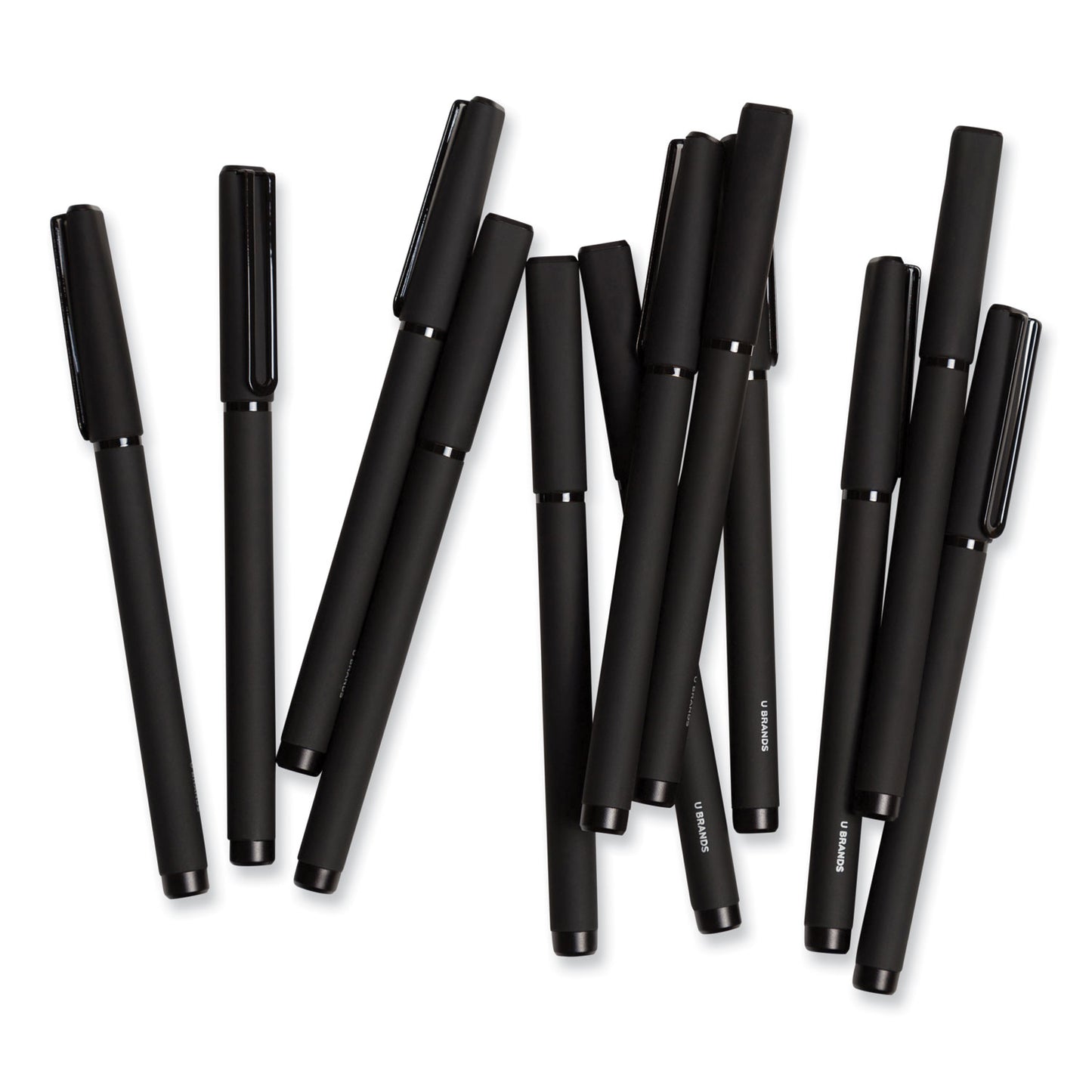 U Brands Catalina Soft Touch Porous Point Pen, Stick, Fine 0.7 mm, Black Ink, Black Barrel, Dozen (5007U0124)