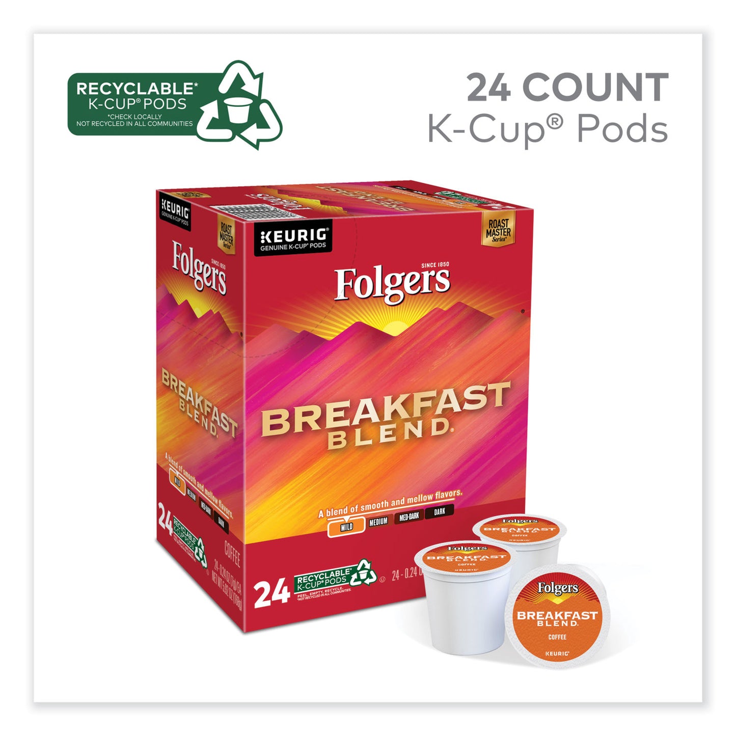 Folgers Breakfast Blend Coffee K-Cups, 24/Box (0448)